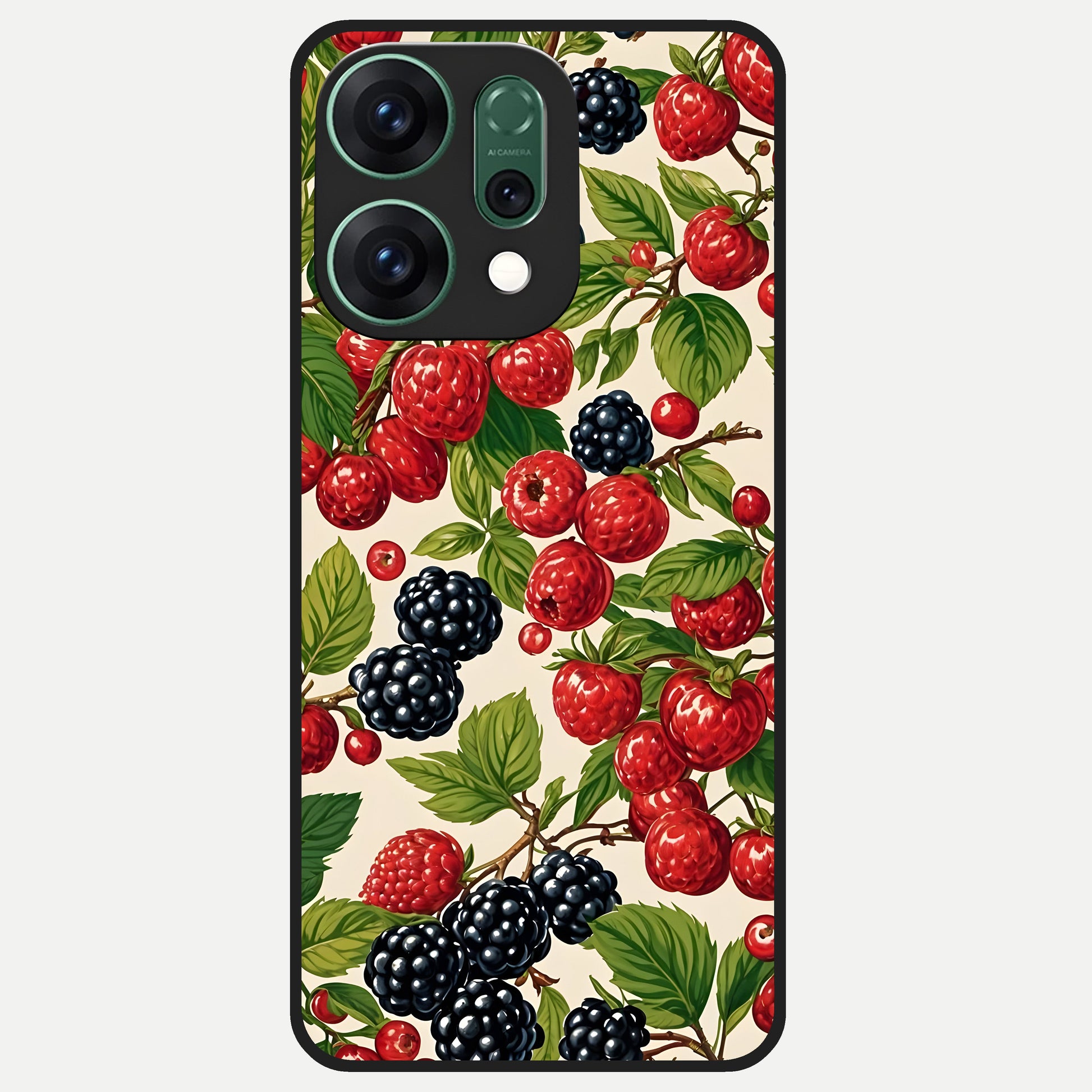  Mixed Berry Collage Glass Case For Oppo Reno 14 back cover – full design glossy printed glass finish