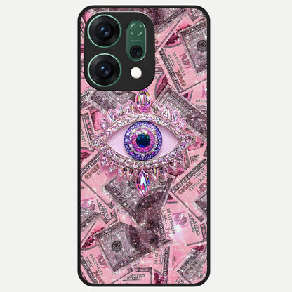  Money Eye Luxe Glass Case For Oppo Reno 14 back cover – full design glossy printed glass finish