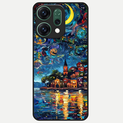  Moonlight Harbor Glow Glass Case For Oppo Reno 14 back cover – full design glossy printed glass finish