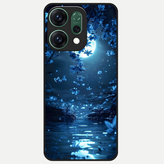  Moonlight Petal Dream Glass Case For Oppo Reno 14 back cover – full design glossy printed glass finish