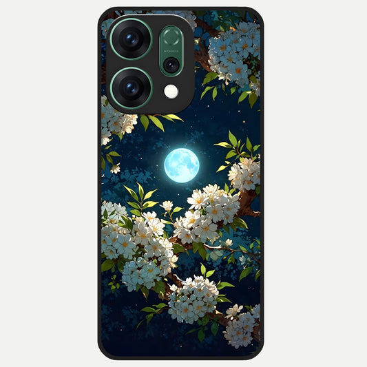  Moonlit Blossom Dream Glass Case For Oppo Reno 14 back cover – full design glossy printed glass finish
