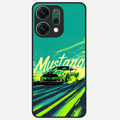 Mustang Bang Glass Case For Oppo Reno 14 back cover – full design glossy printed glass finish