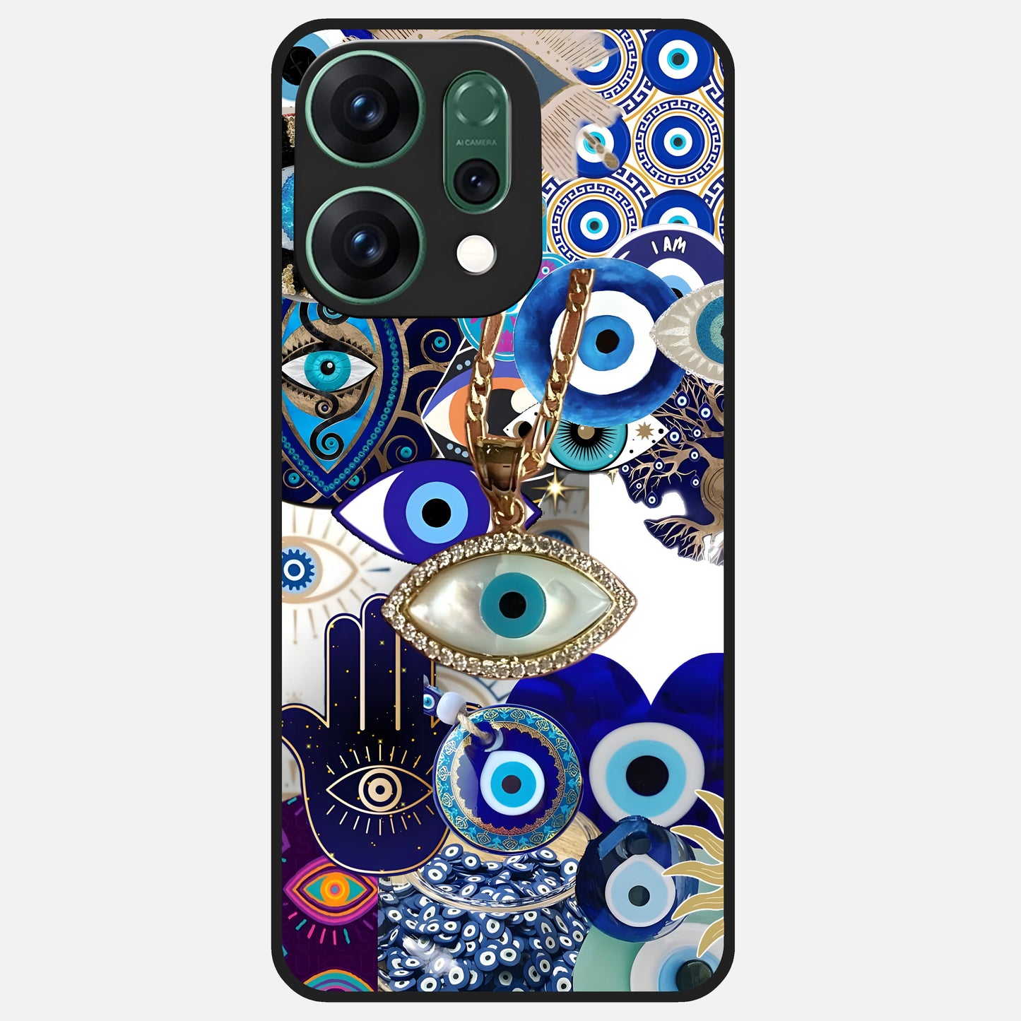  Mystic Charm Eye Glass Case For Oppo Reno 14 back cover – full design glossy printed glass finish