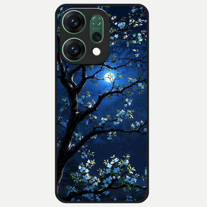  Mystic Floral Night Glass Case For Oppo Reno 14 back cover – full design glossy printed glass finish