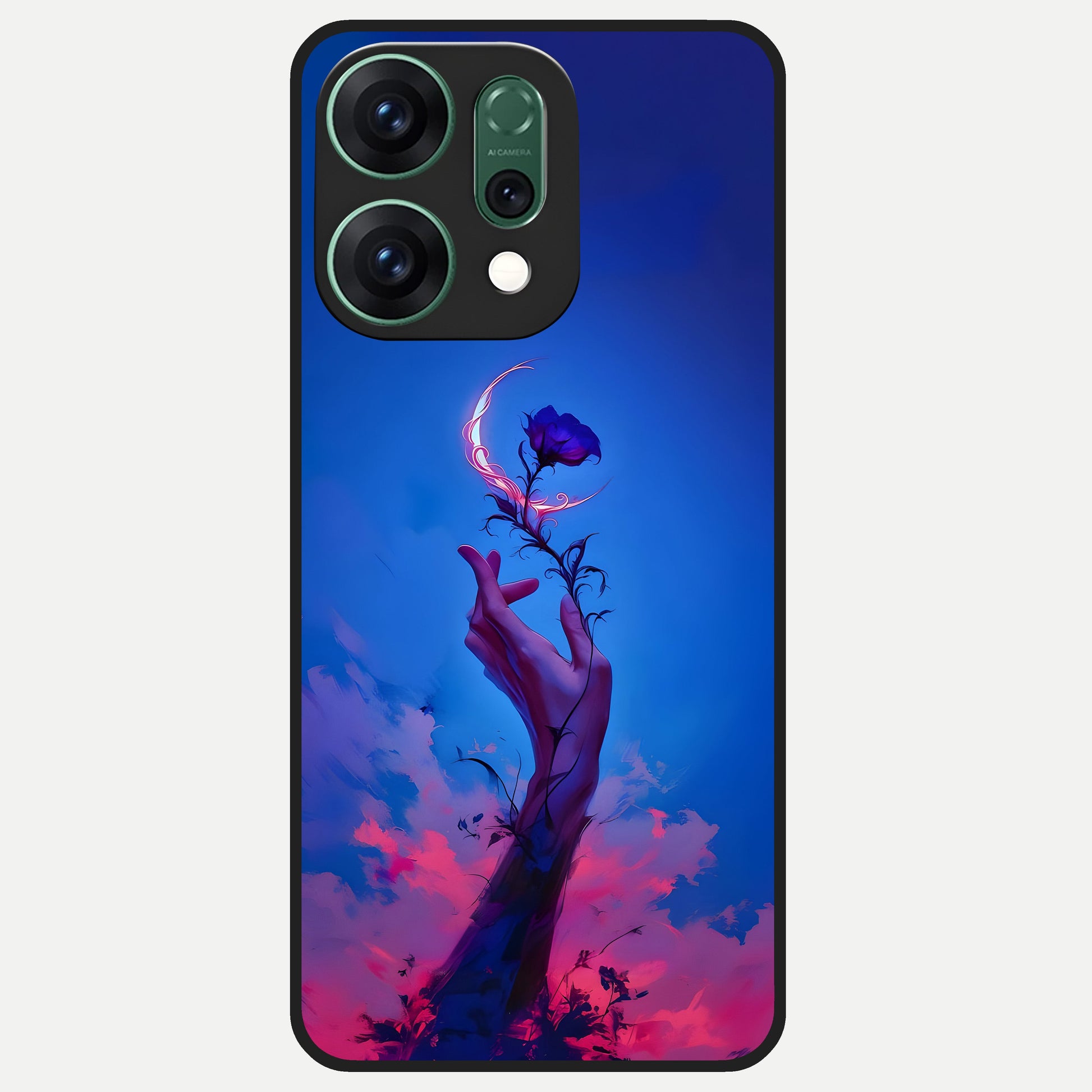  Mystic Hand Glass Case For Oppo Reno 14 back cover – full design glossy printed glass finish