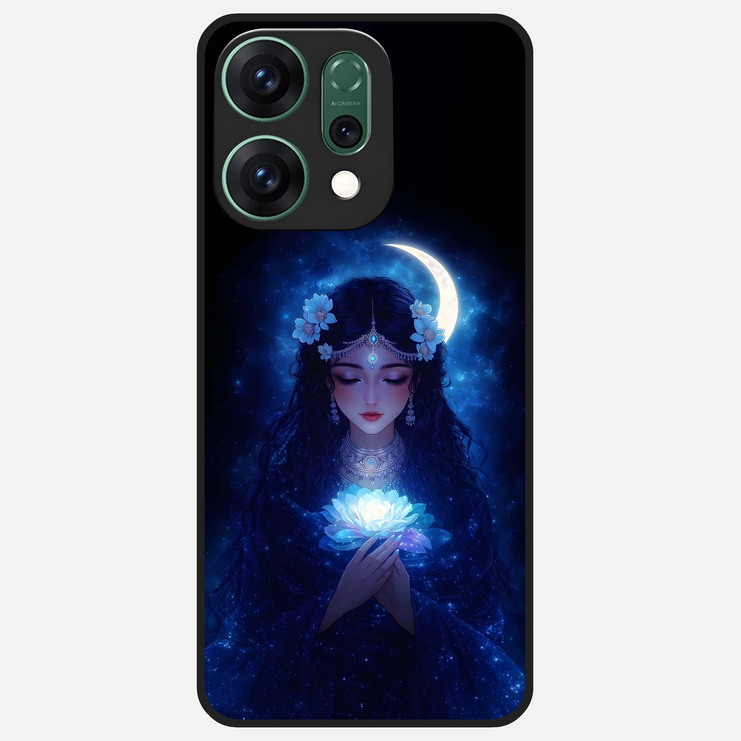  Mystic Moon Queen Glass Case For Oppo Reno 14 back cover – full design glossy printed glass finish
