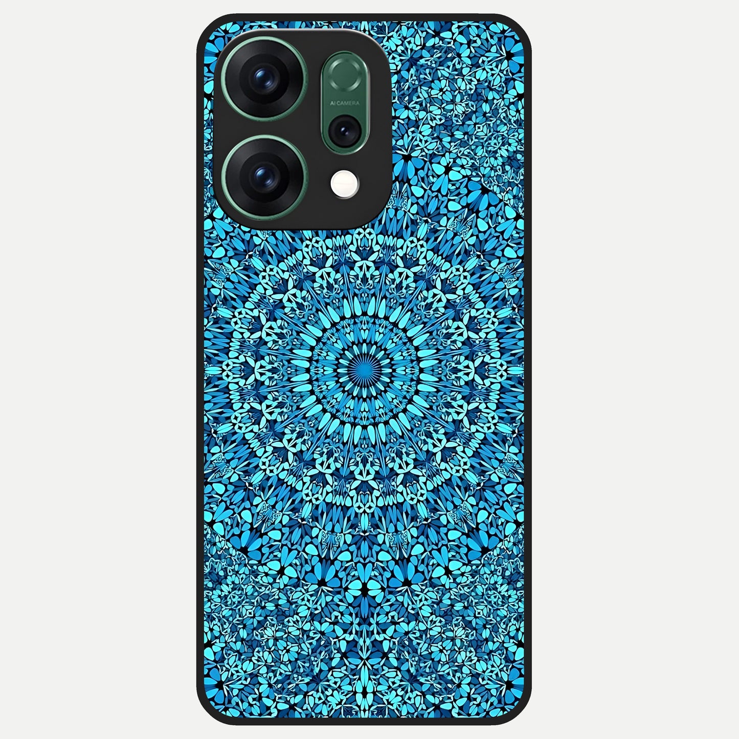  Ocean Bloom Mandala Glass Case For Oppo Reno 14 back cover – full design glossy printed glass finish