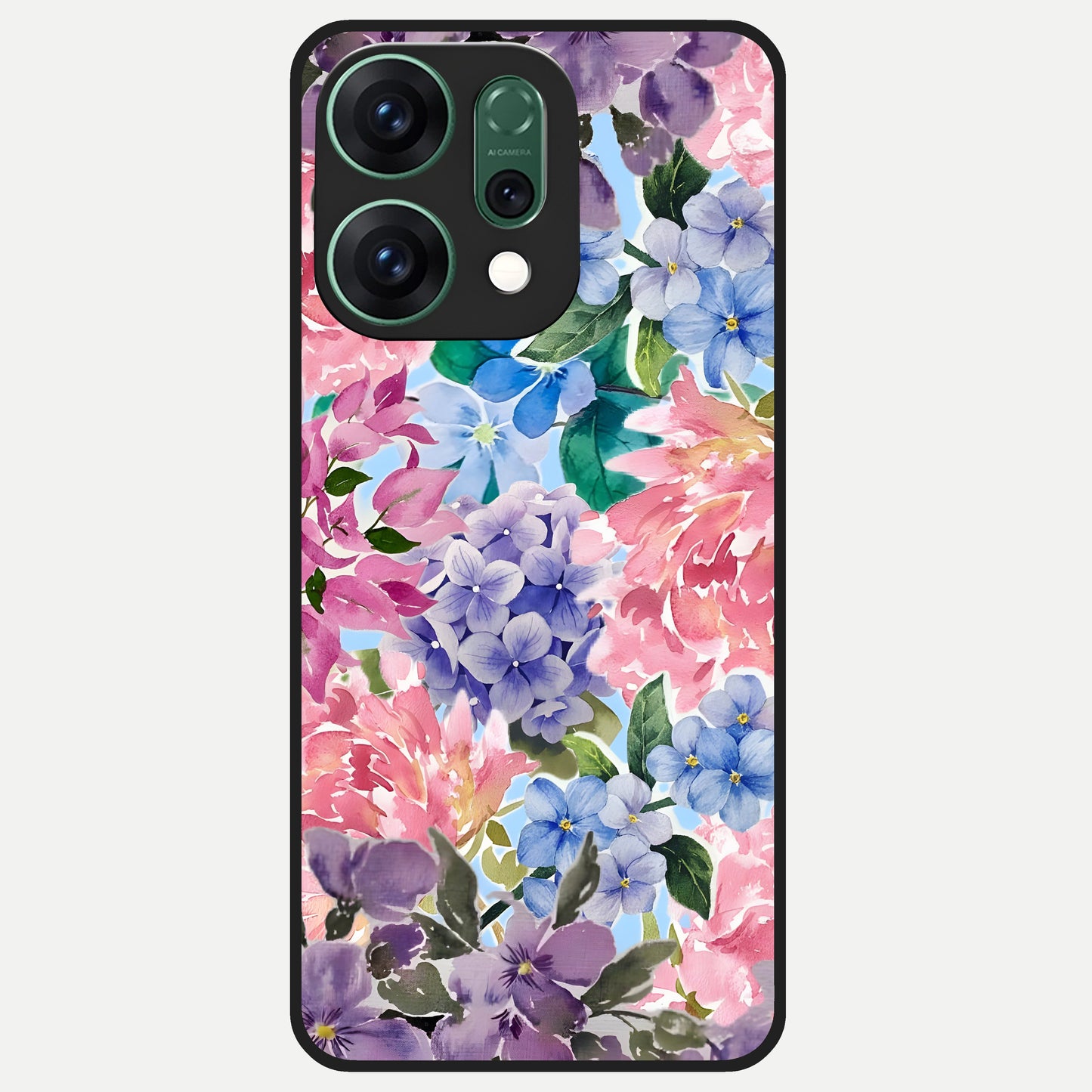  Pastel Floral Mix Glass Case For Oppo Reno 14 back cover – full design glossy printed glass finish