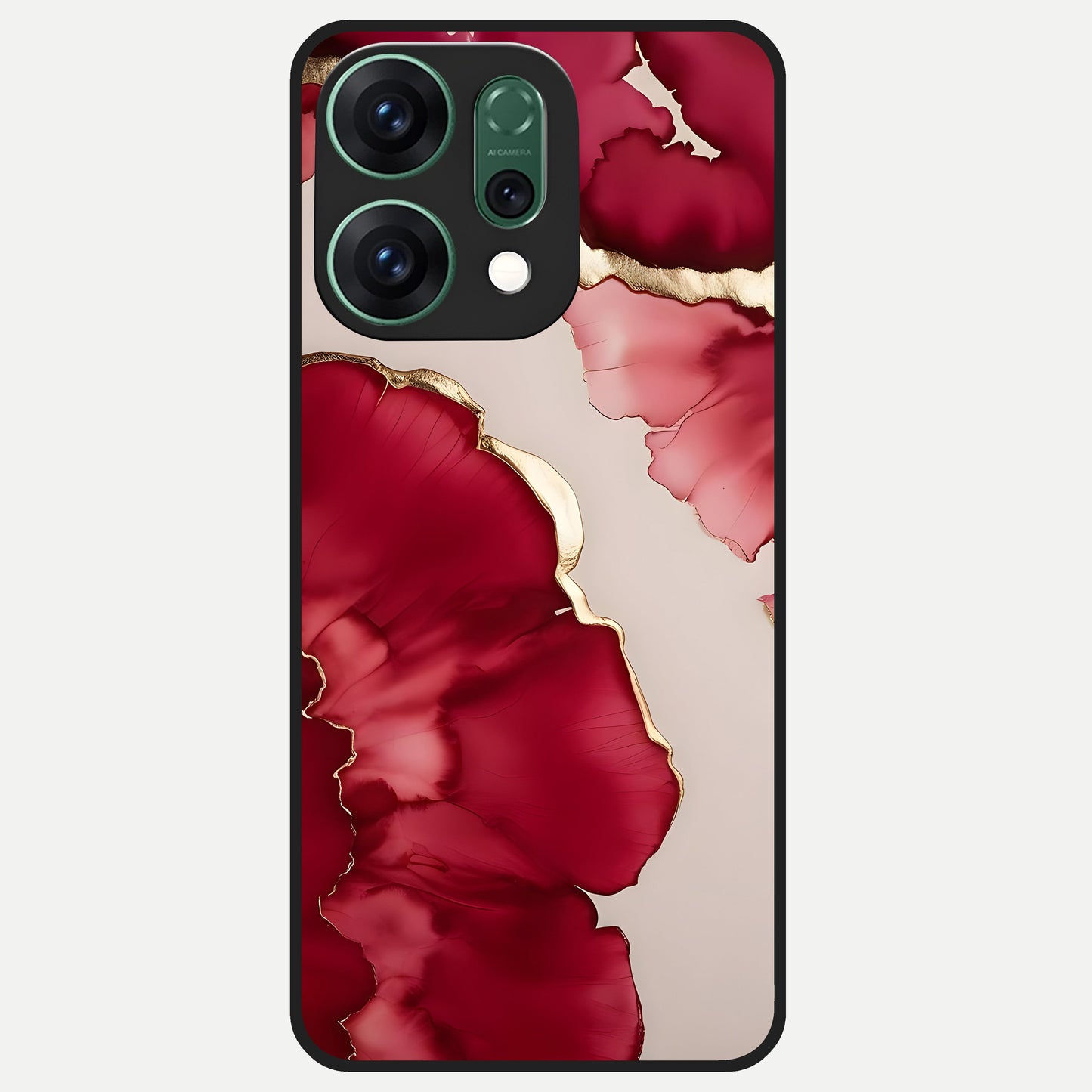  Pink And White Marble Glass Case For Oppo Reno 14 back cover – full design glossy printed glass finish