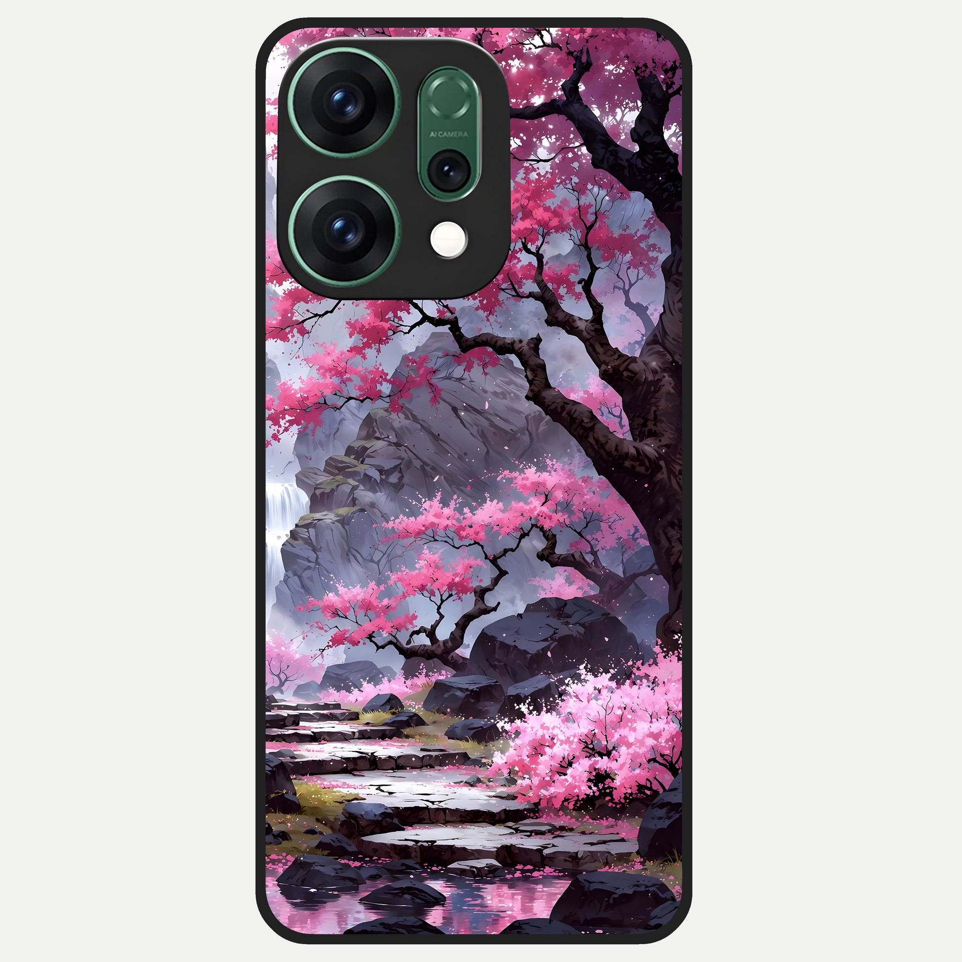  Pink Sunflower Glow Glass Case For Oppo Reno 14 back cover – full design glossy printed glass finish