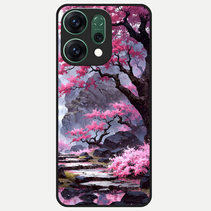 Pink Sunflower Glow Glass Case For Oppo Reno 14 back cover – full design glossy printed glass finish