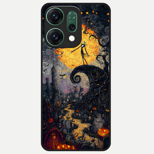  Pumpkin Moonlight Tale Glass Case For Oppo Reno 14 back cover – full design glossy printed glass finish