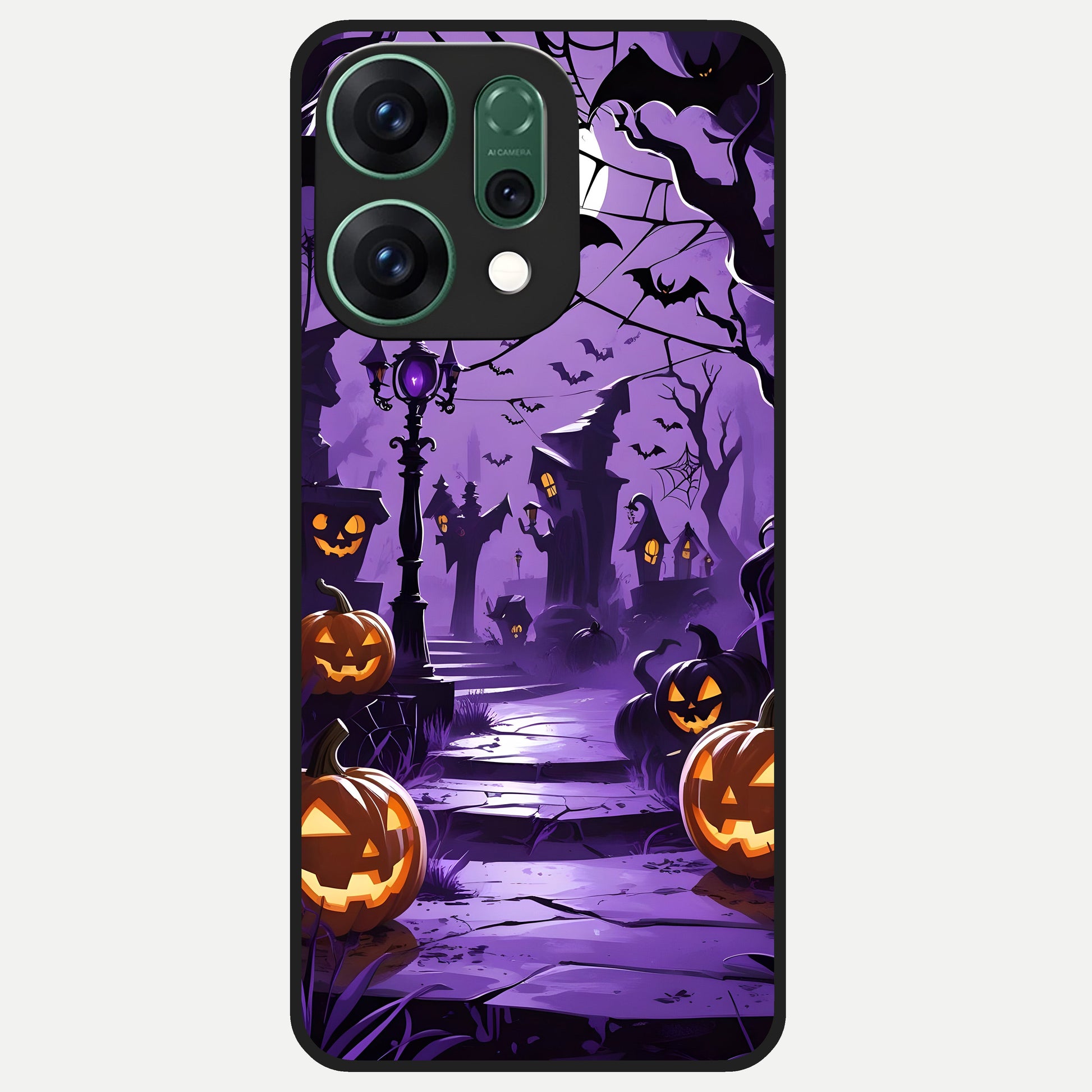 Pumpkin Patch Halloween Glass Case For Oppo Reno 14 back cover – full design glossy printed glass finish