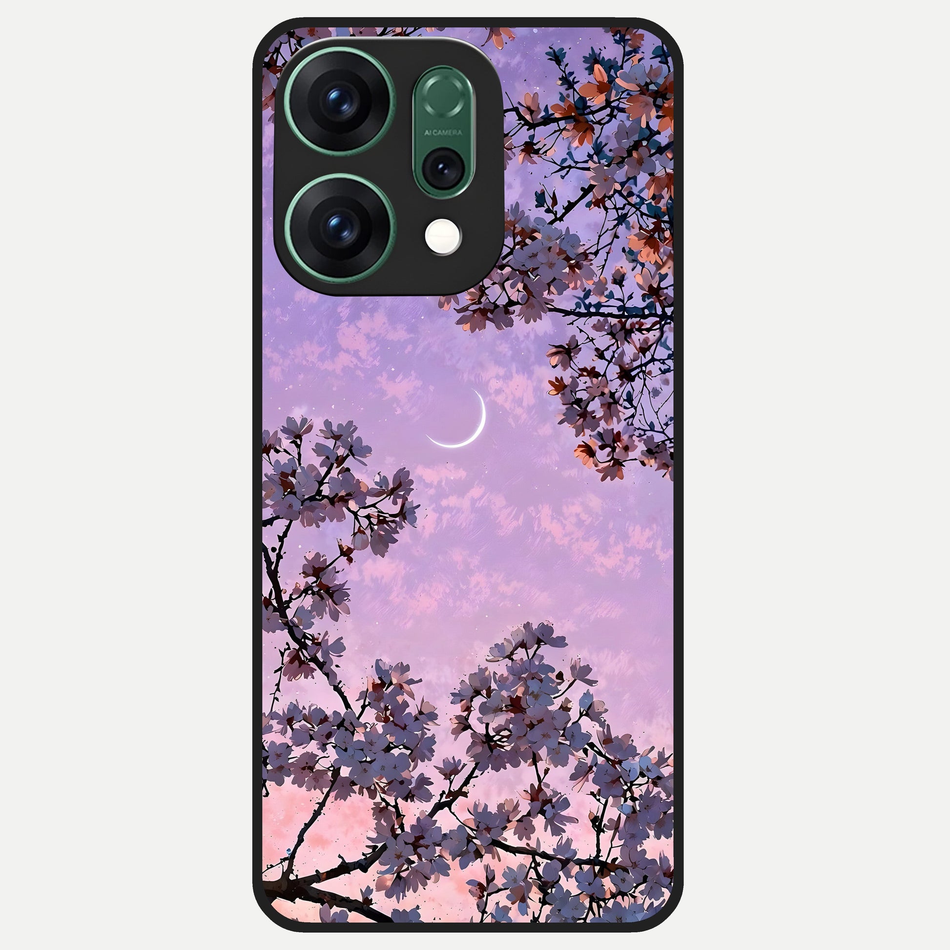  Purple Serenity Moon Glass Case For Oppo Reno 14 back cover – full design glossy printed glass finish