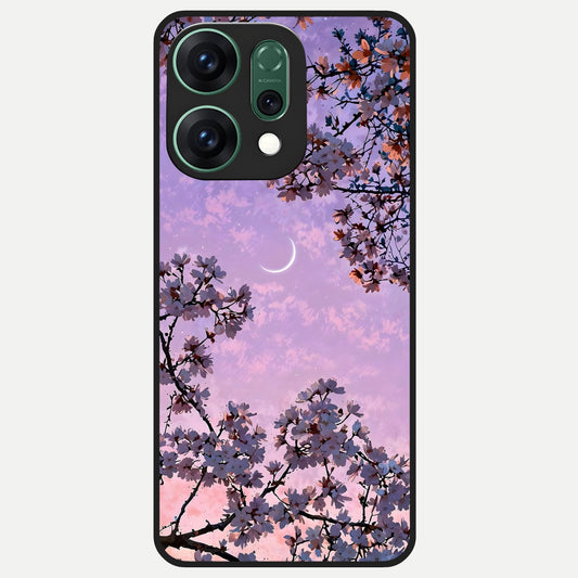  Purple Serenity Moon Glass Case For Oppo Reno 14 back cover – full design glossy printed glass finish