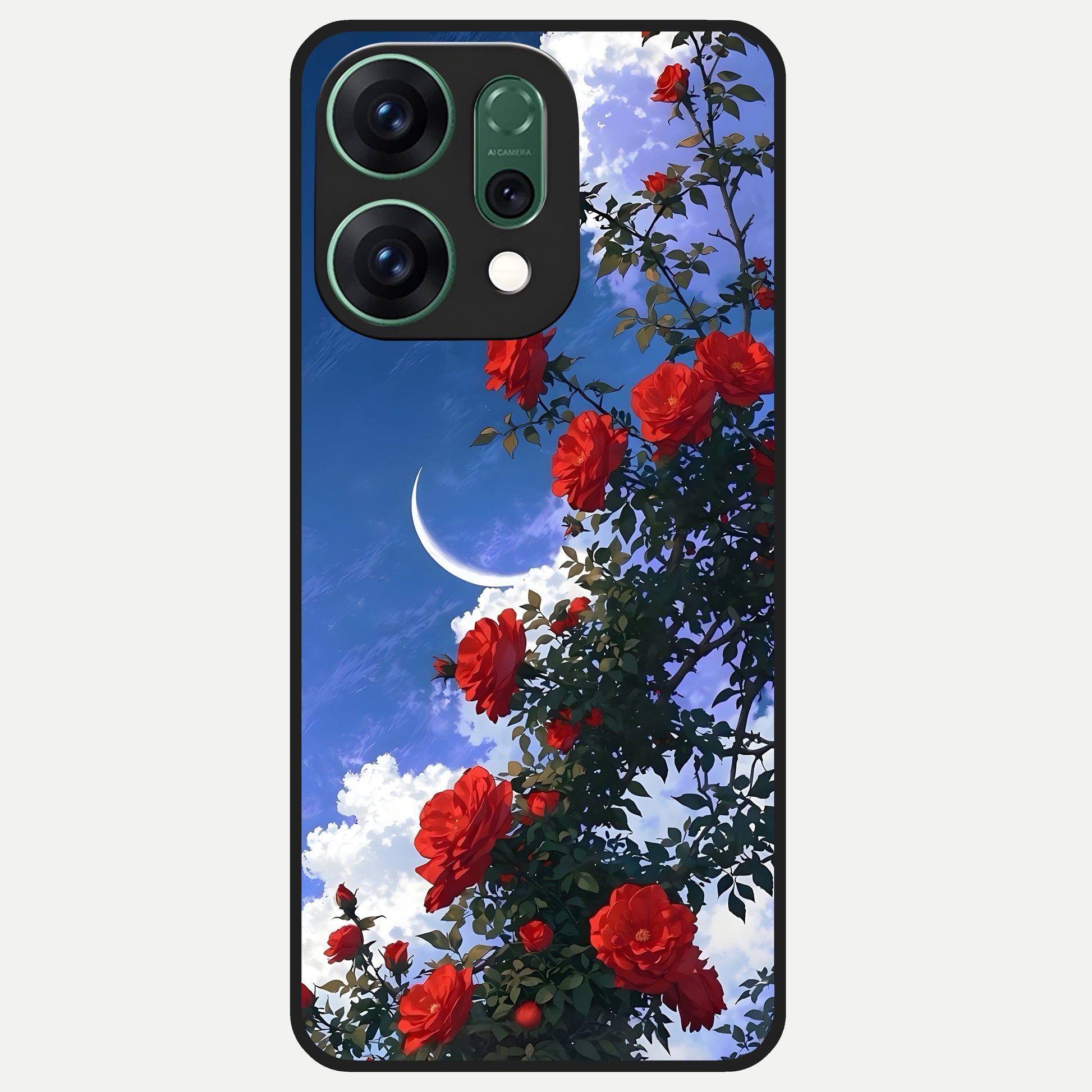  Rose Drift Flowers Glass Case For Oppo Reno 14 back cover – full design glossy printed glass finish