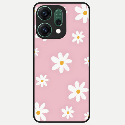  Soft Daisy Bliss Glass Case For Oppo Reno 14 back cover – full design glossy printed glass finish