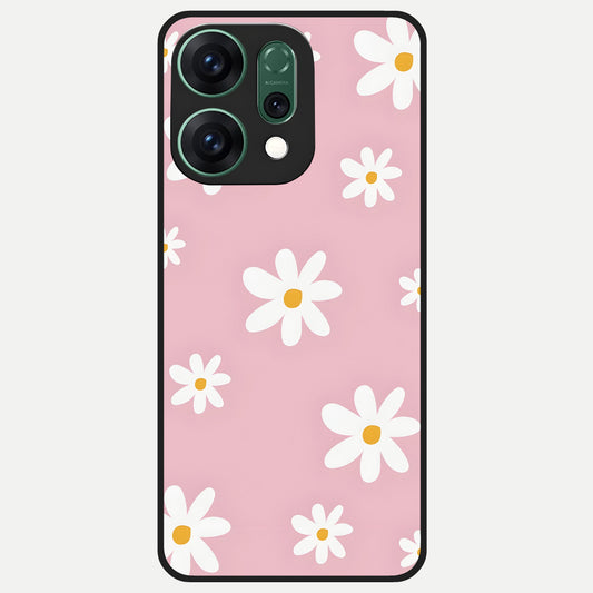 Soft Daisy Bliss Glass Case For Oppo Reno 14 back cover – full design glossy printed glass finish