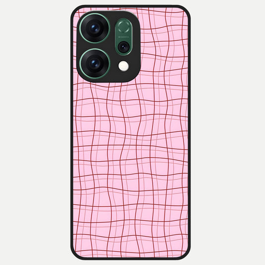  Soft Grid Bliss Glass Case For Oppo Reno 14 back cover – full design glossy printed glass finish