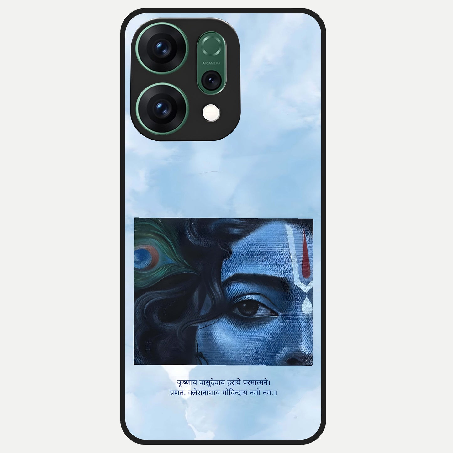  Spiritual Krishna Glass Case For Oppo Reno 14 back cover – full design glossy printed glass finish