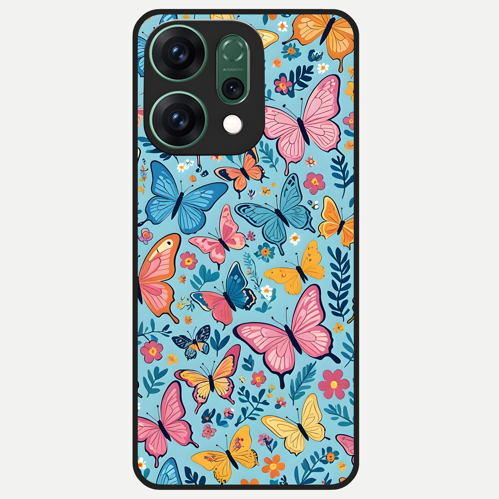  Spring Wing Garden Glass Case For Oppo Reno 14 back cover – full design glossy printed glass finish