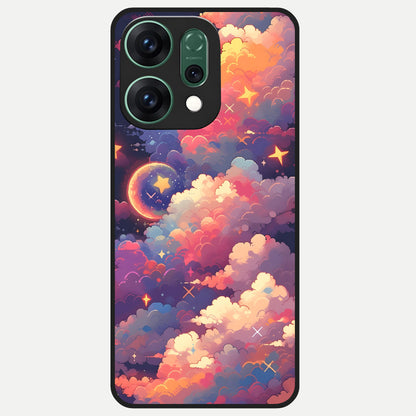  Starlit Dream Clouds Glass Case For Oppo Reno 14 back cover – full design glossy printed glass finish