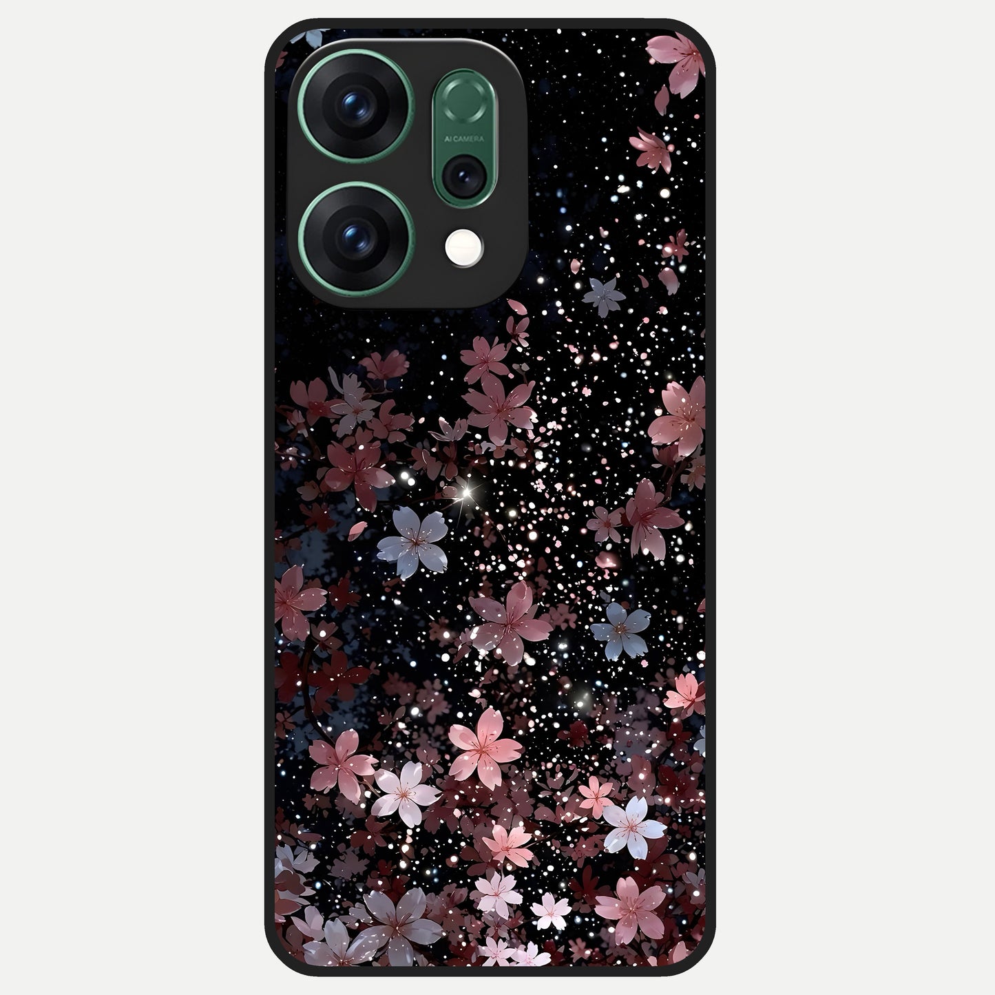  Starlit Flower Dreams Glass Case For Oppo Reno 14 back cover – full design glossy printed glass finish