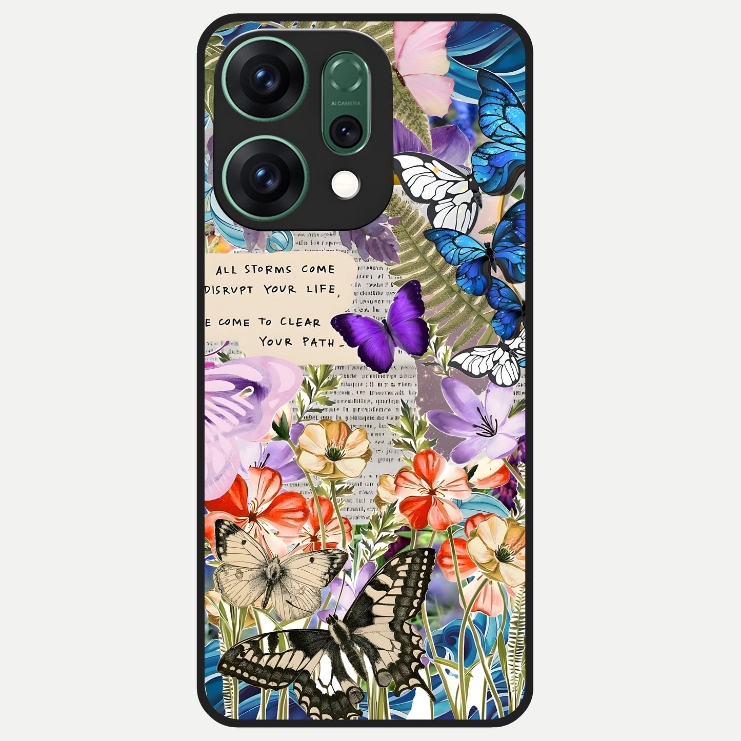  Storm Path Bloom Glass Case For Oppo Reno 14 back cover – full design glossy printed glass finish