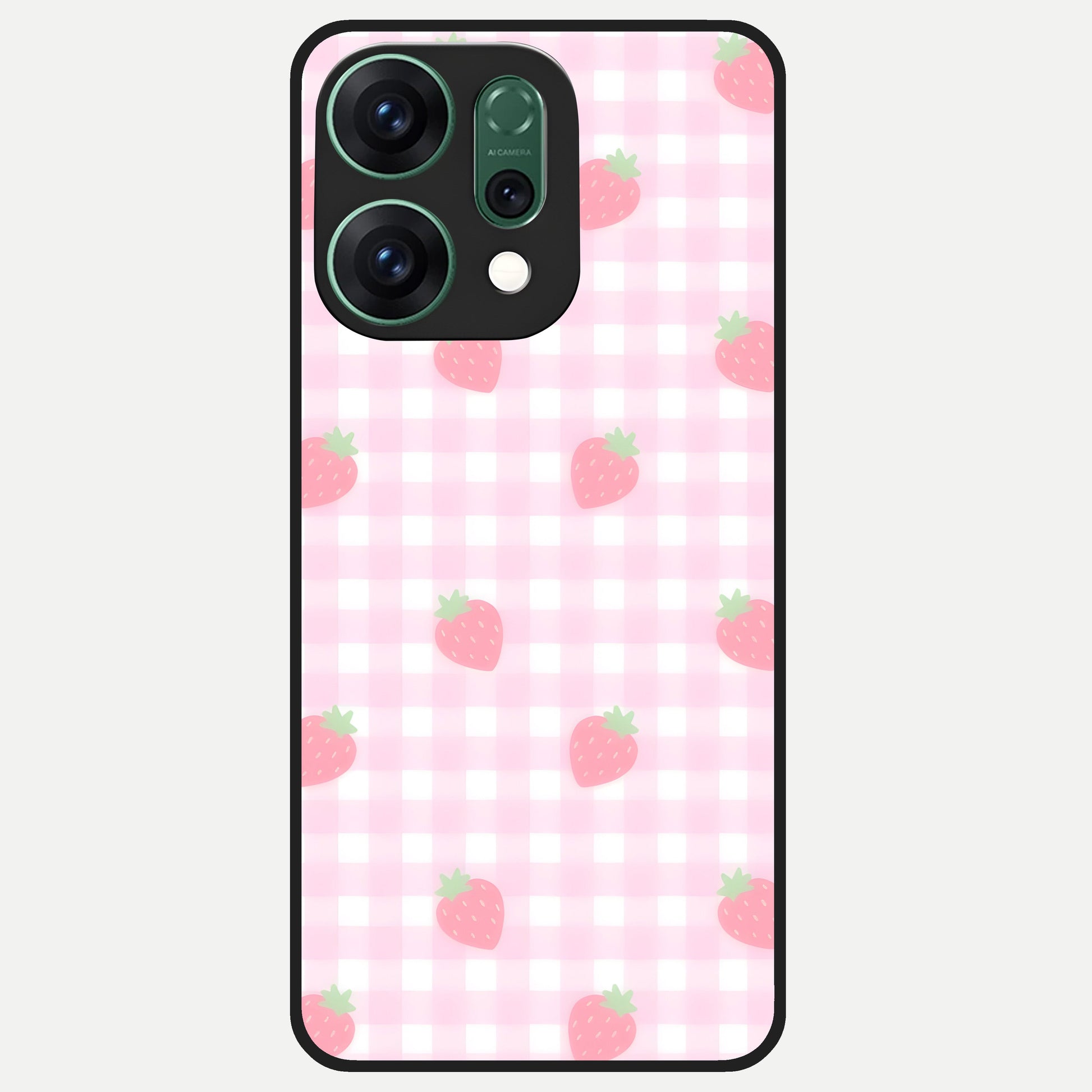  Strawberry Picnic Love Glass Case For Oppo Reno 14 back cover – full design glossy printed glass finish