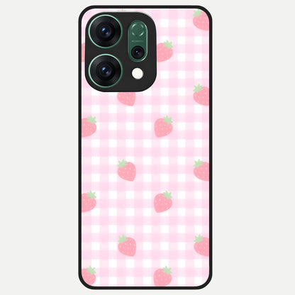  Strawberry Picnic Love Glass Case For Oppo Reno 14 back cover – full design glossy printed glass finish