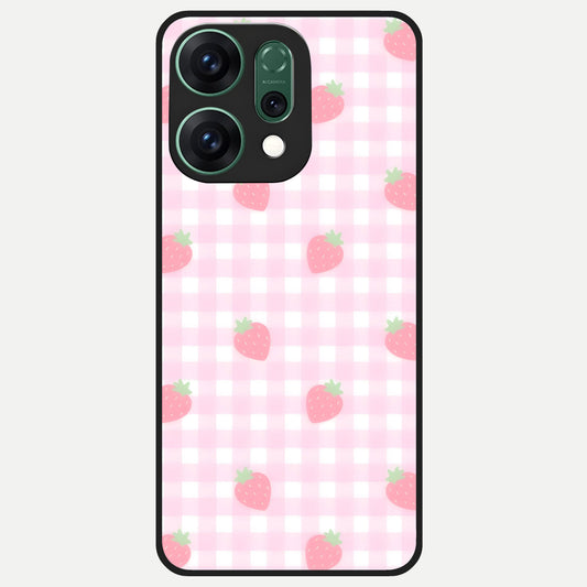  Strawberry Picnic Love Glass Case For Oppo Reno 14 back cover – full design glossy printed glass finish