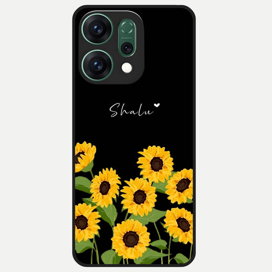  Sunflower Sky Bloom Glass Case For Oppo Reno 14 back cover – full design glossy printed glass finish