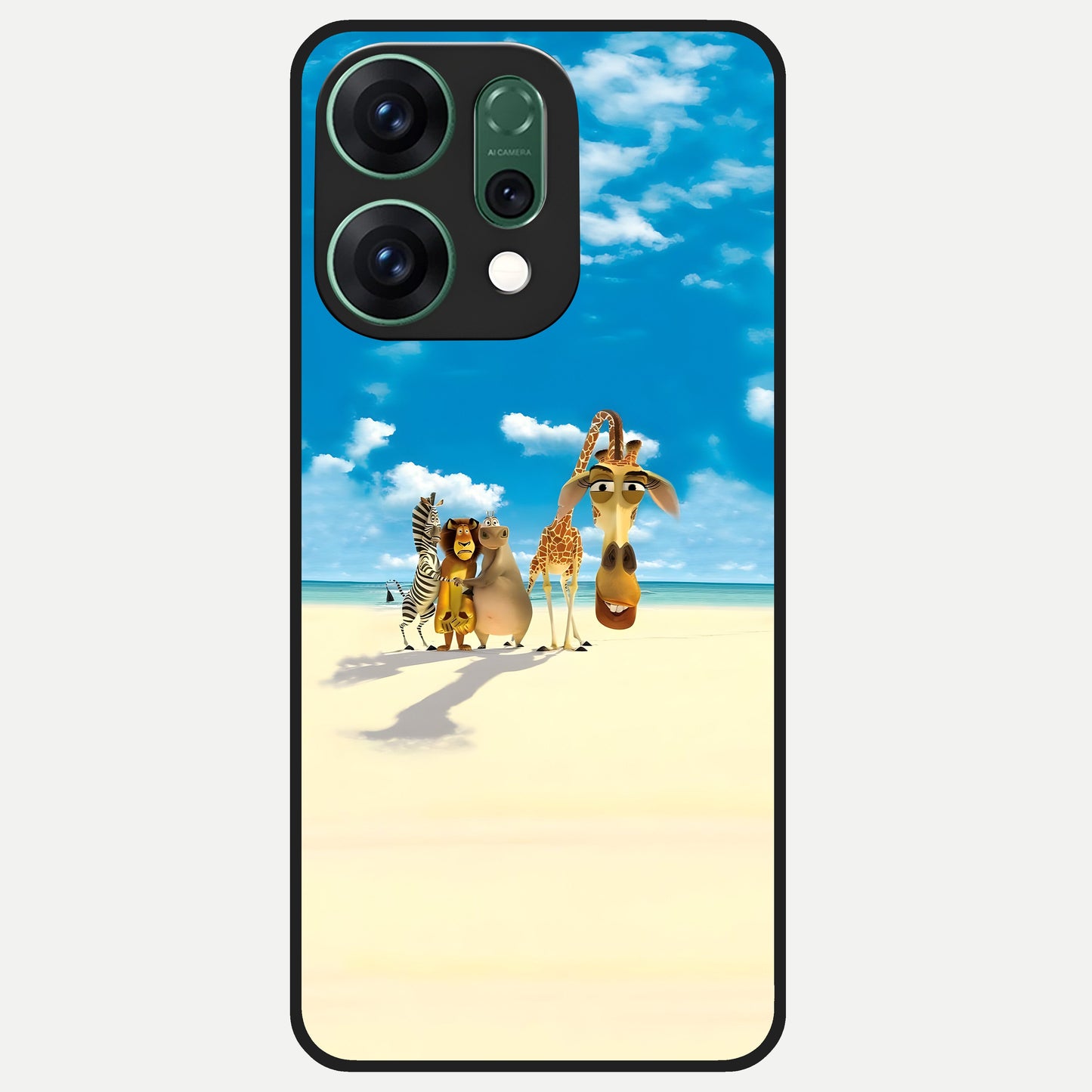  Tropical Fun Squad Glass Case For Oppo Reno 14 back cover – full design glossy printed glass finish