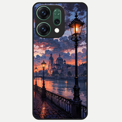 Twilight River Lights Glass Case For Oppo Reno 14 back cover – full design glossy printed glass finish