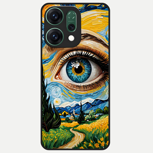  Van Gogh Eye Glass Case For Oppo Reno 14 back cover – full design glossy printed glass finish