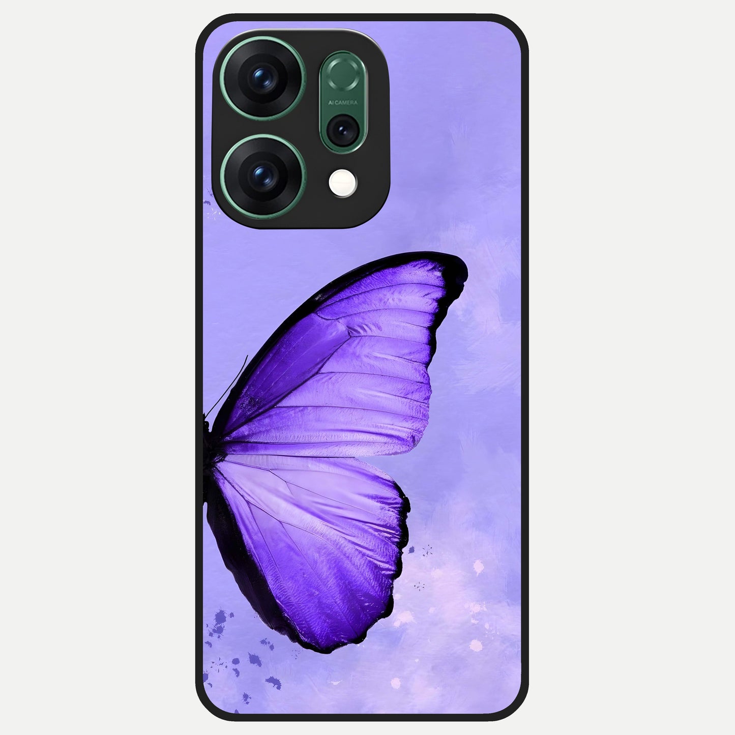  Violet Dream Wing Glass Case For Oppo Reno 14 back cover – full design glossy printed glass finish