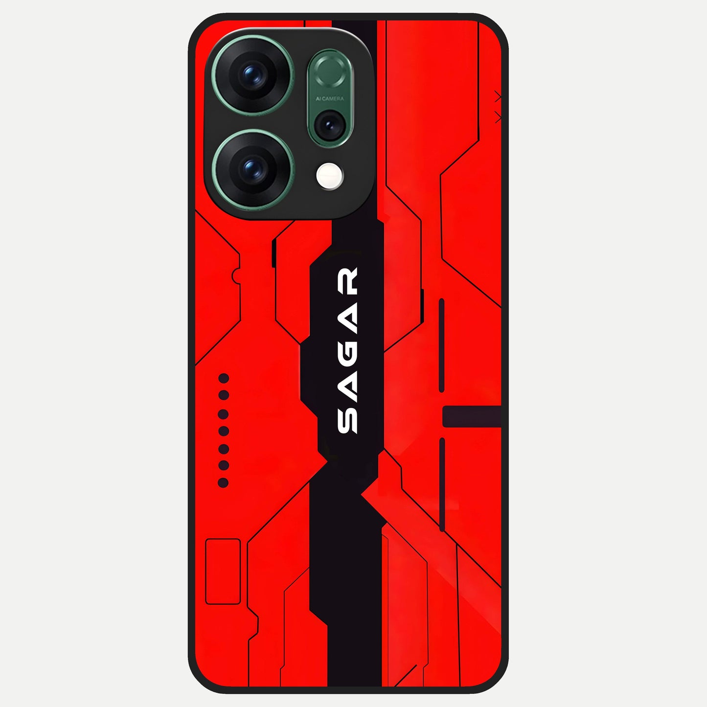  Voltage Rise CYBERPUNK Custom Name Glass Case For Oppo Reno 14 back cover – personalized glossy printed glass finish