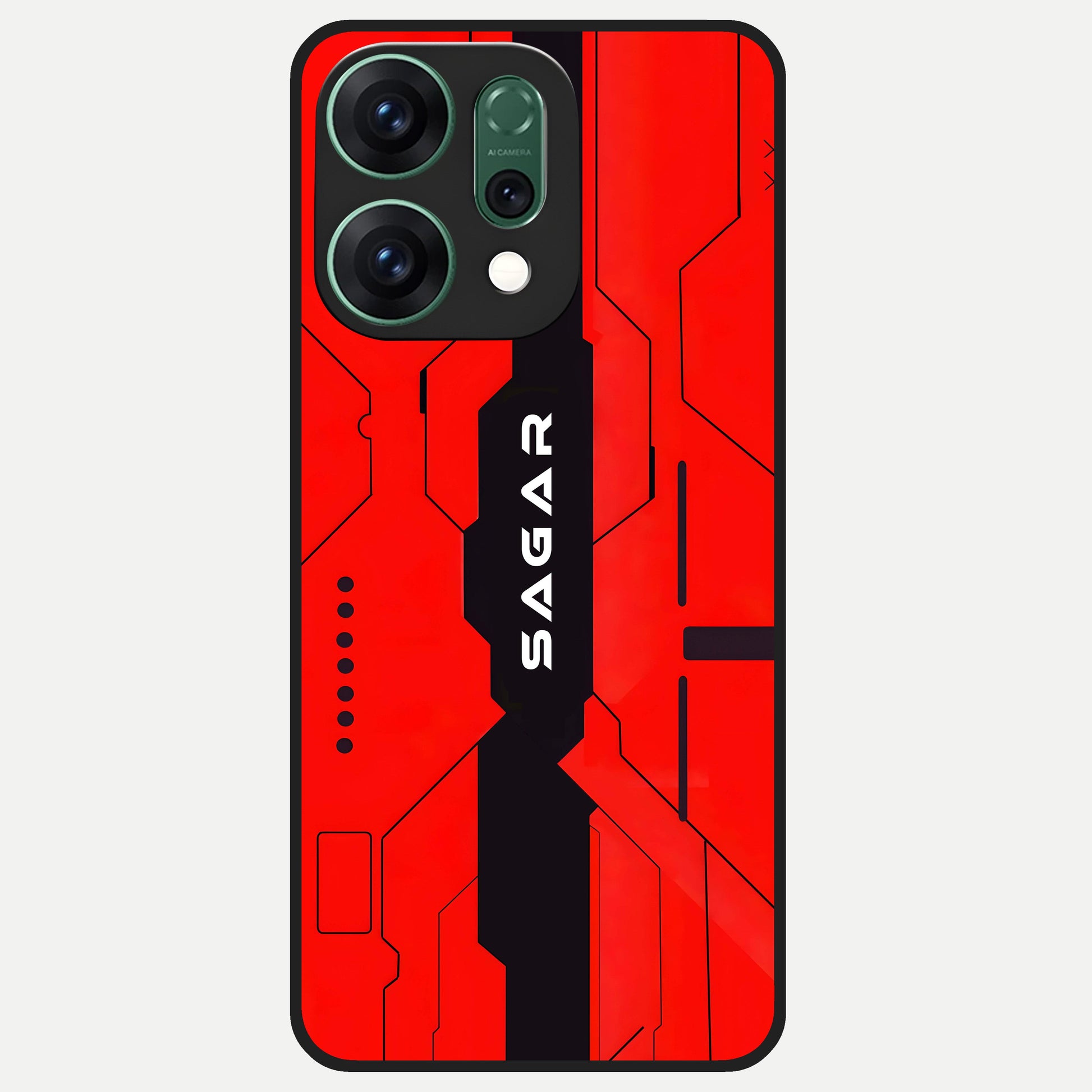  Voltage Rise CYBERPUNK Custom Name Glass Case For Oppo Reno 14 back cover – personalized glossy printed glass finish