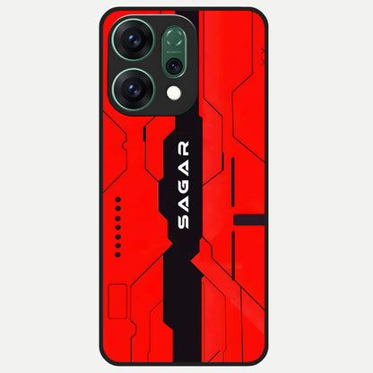  Voltage Rise CYBERPUNK Custom Name Glass Case For Oppo Reno 14 back cover – personalized glossy printed glass finish
