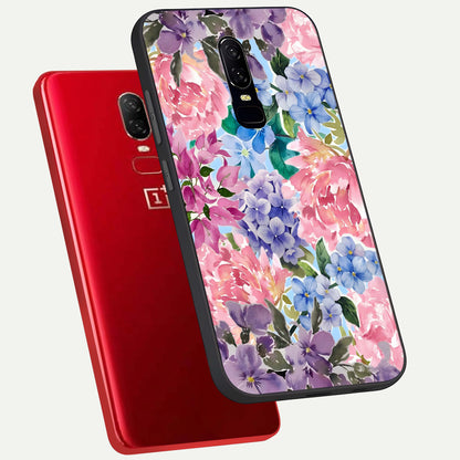 Pastel Floral Mix Glass Case displayed upright for calm floral visibility and premium finish.