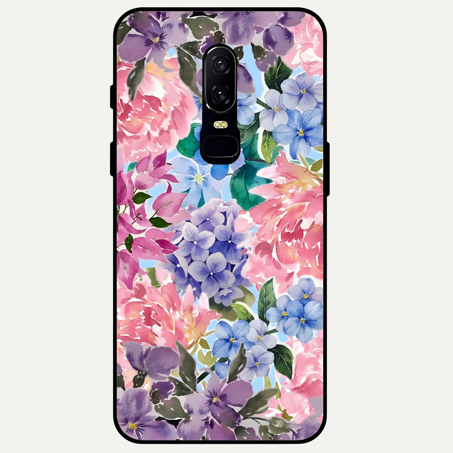 Pastel Floral Mix Glass Case captured at a warm angle highlighting gentle color harmony, gloss, and edge clarity.