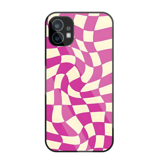 Pink And Off White Illusion Pattern  glass Case For Nothing Phone 1