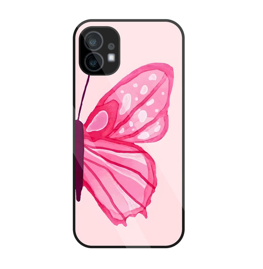 Pink ButterFly Art  glass Case For Nothing Phone 1