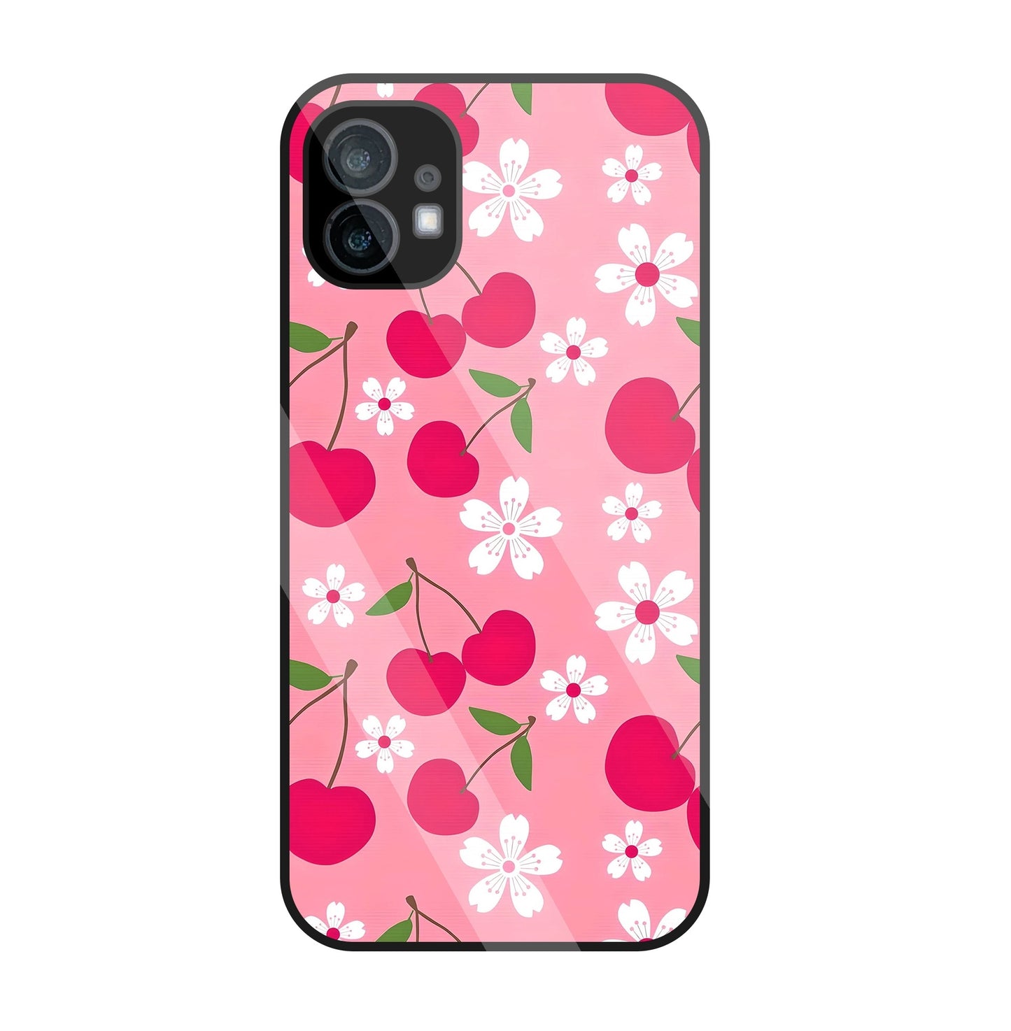 Pink Cherry With Flowers  glass Case For Nothing Phone 1
