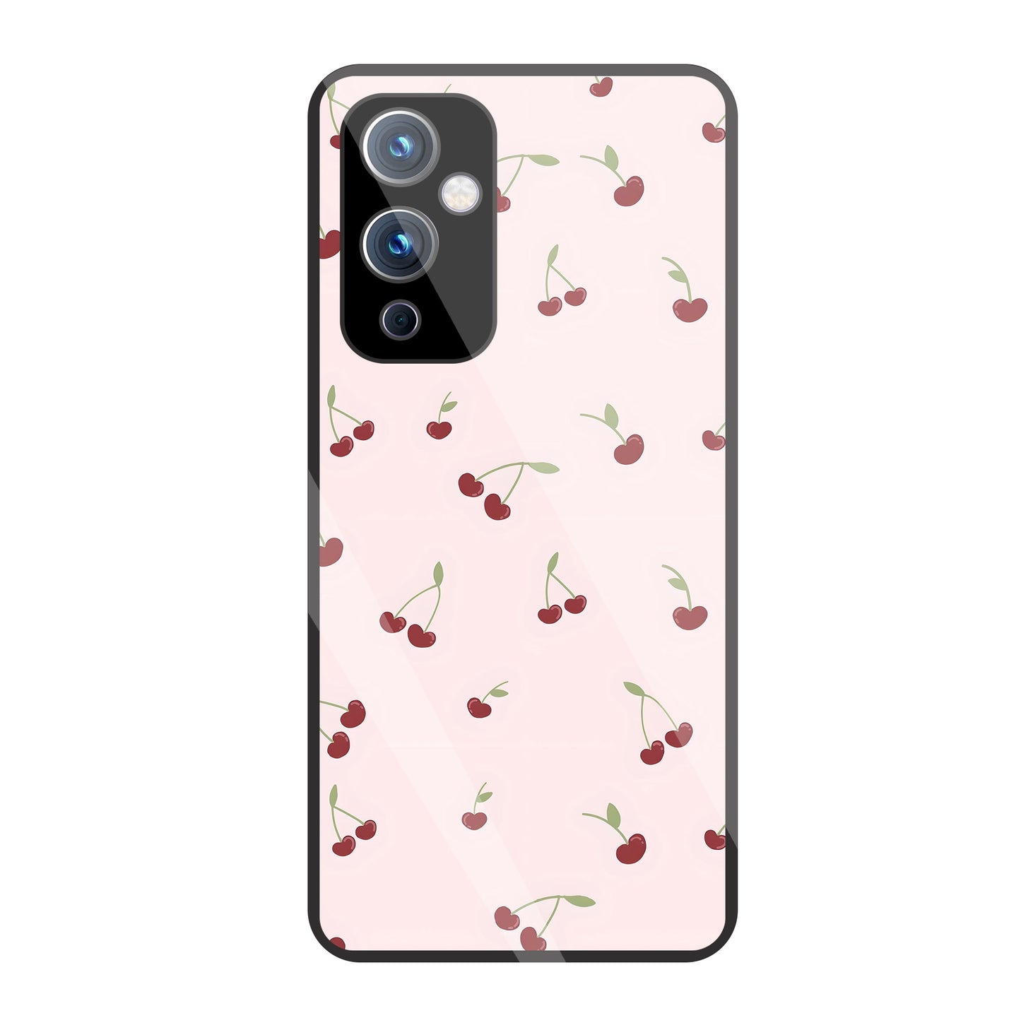 Pink Cherry Glass Case For OnePlus 9
