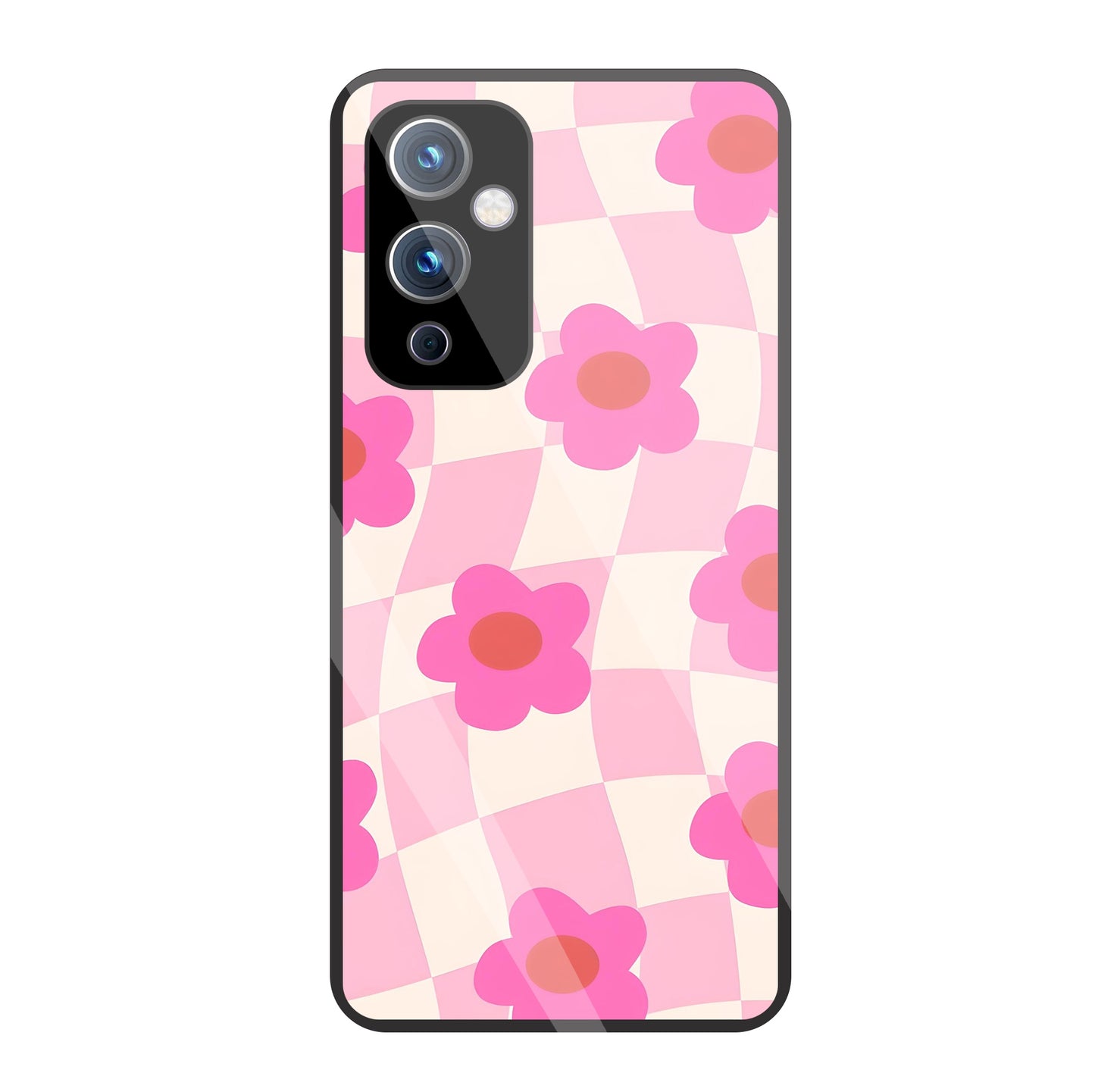 Pink Flower Glass Case For OnePlus 9