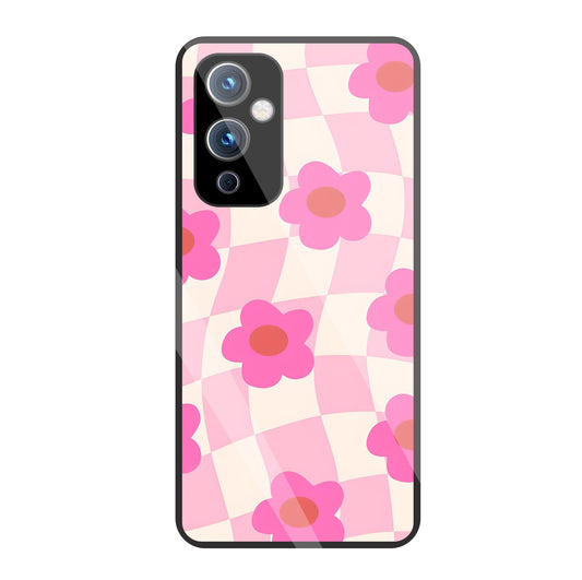 Pink Flower Glass Case For OnePlus 9