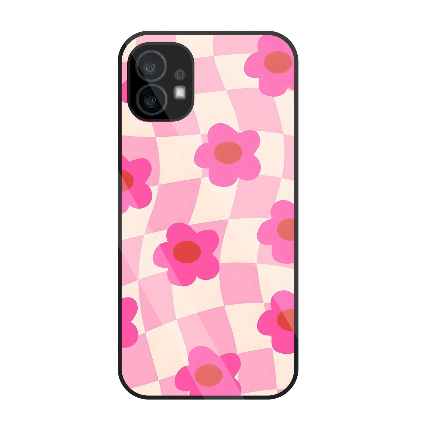 Pink Flower Glass Case For Nothing Phone 1
