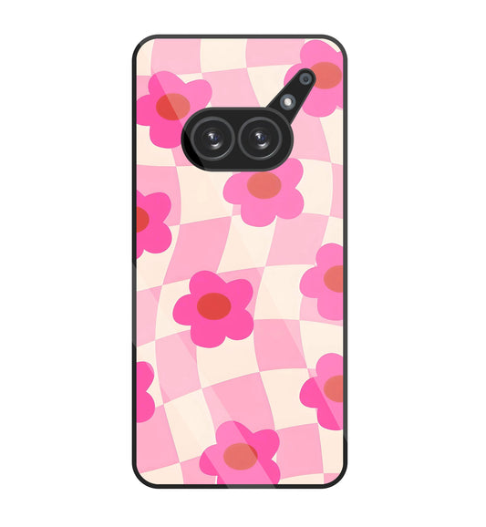 Pink Flower Glass Case For Nothing Phone 2A