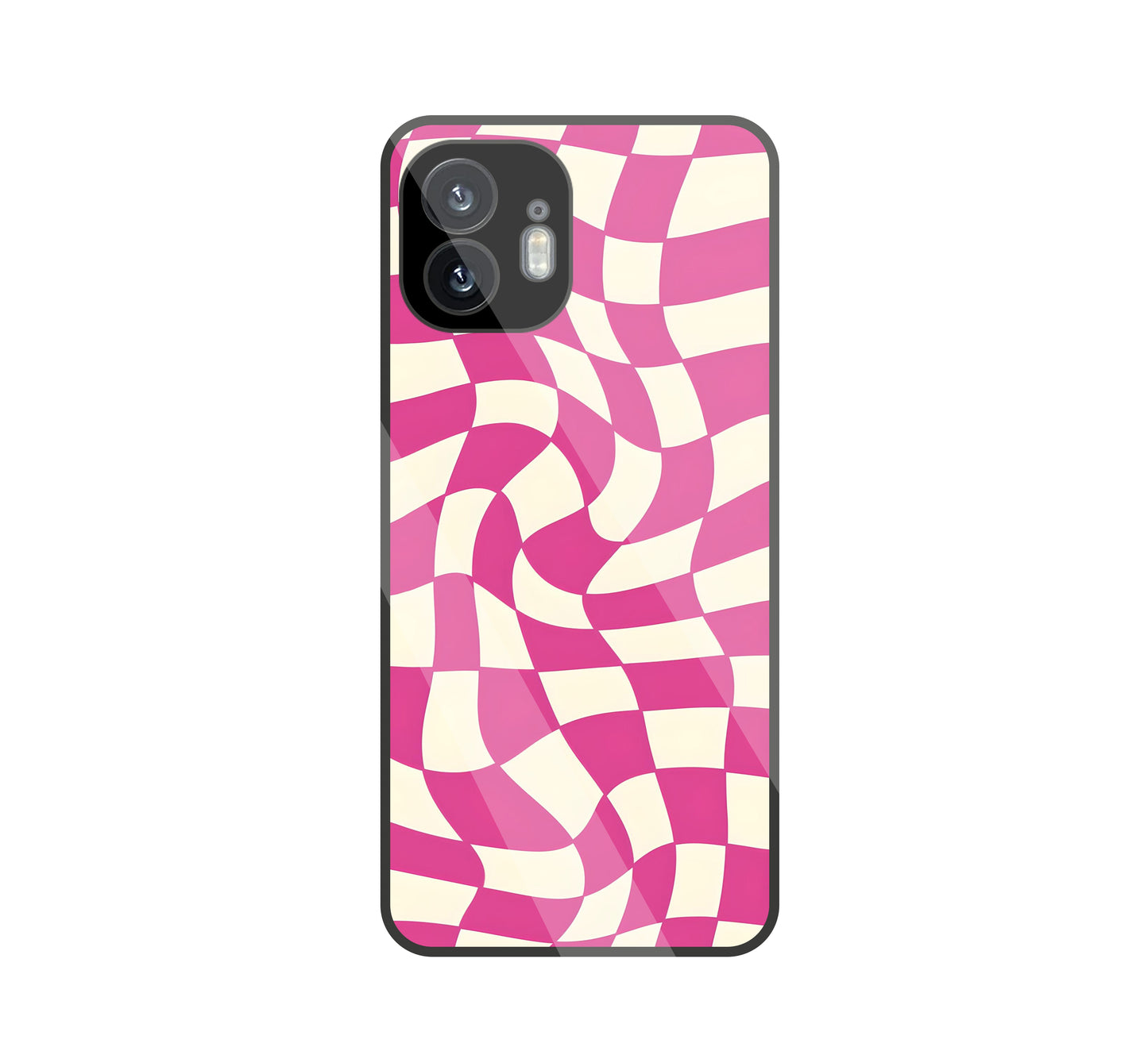 Pink And Off White Illusion Pattern Glass Case For Nothing Phone 2